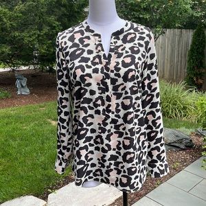 Talbots black and pink leopard tunic top